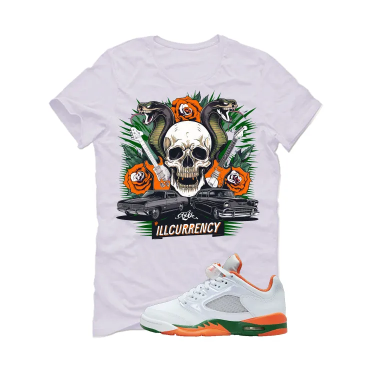 Air Jordan 5 GS Miami Hurricanes White T-Shirt (Vintage Illcurrency)| illcurrency