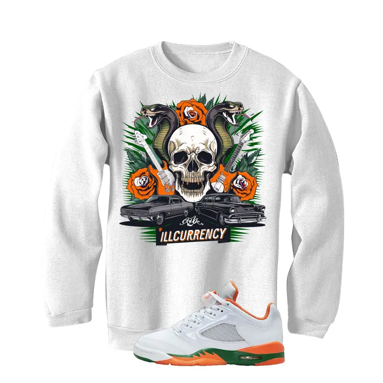 Air Jordan 5 GS Miami Hurricanes White T-Shirt (Vintage Illcurrency)| illcurrency