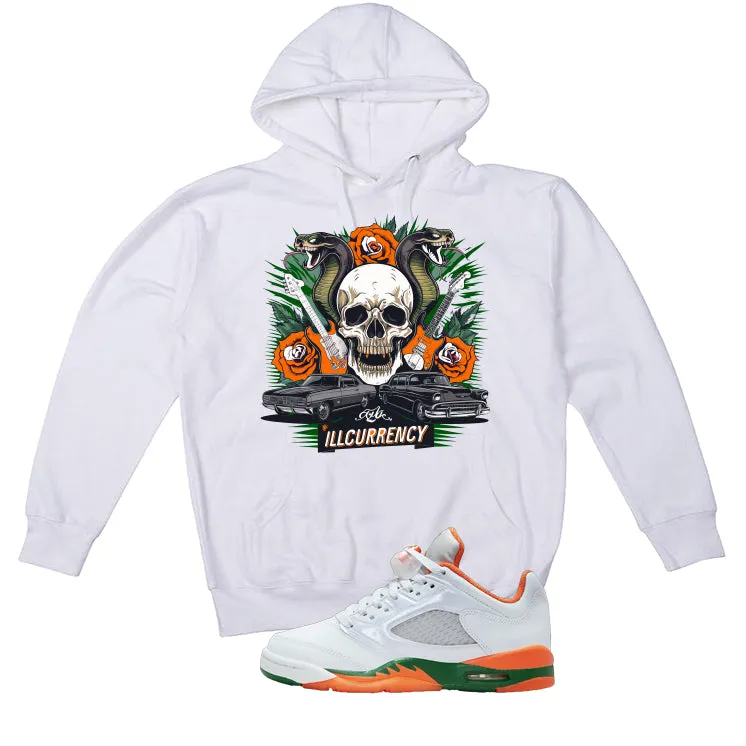 Air Jordan 5 GS Miami Hurricanes White T-Shirt (Vintage Illcurrency)| illcurrency