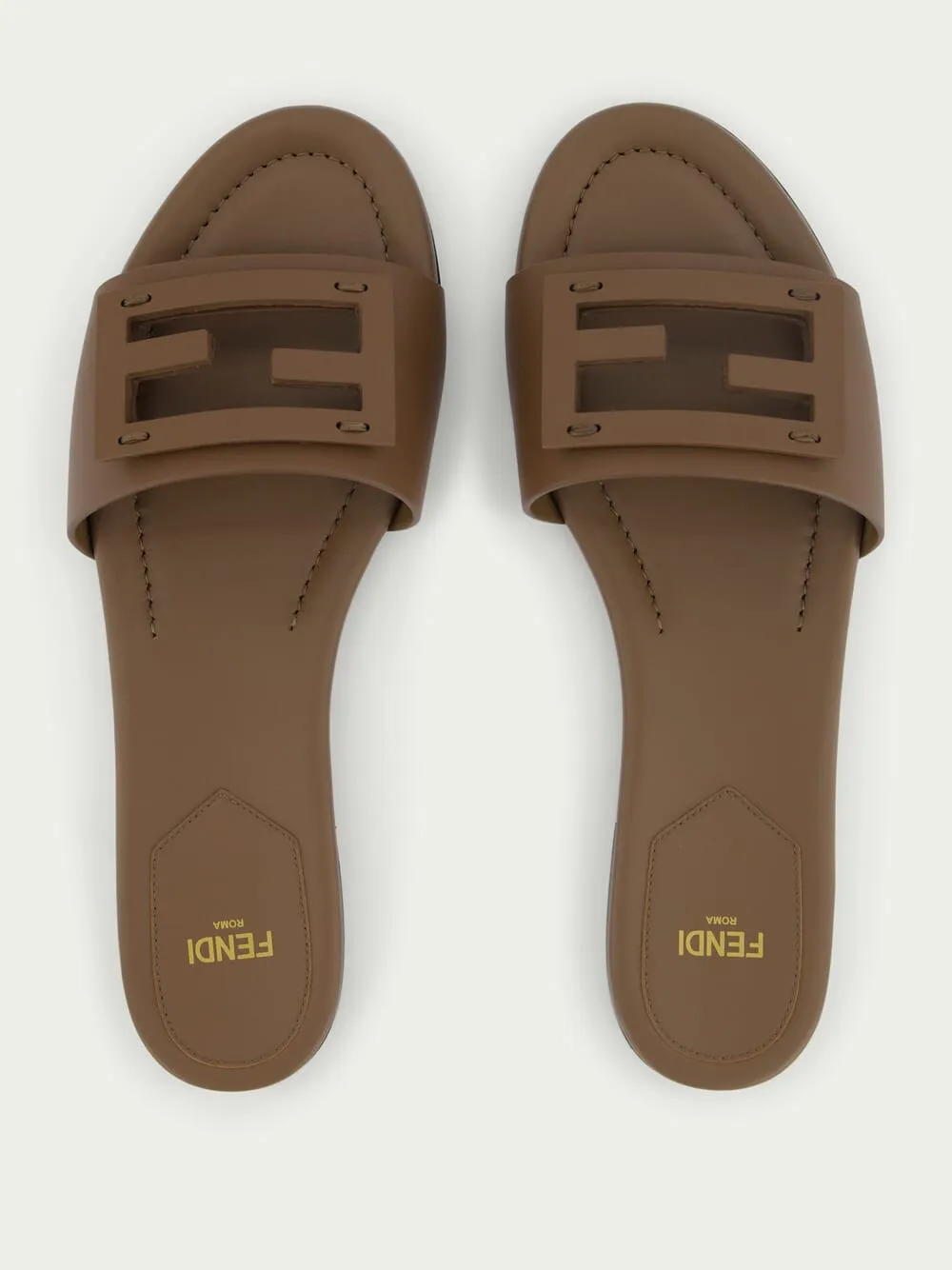 Baguette Brown Leather Slides