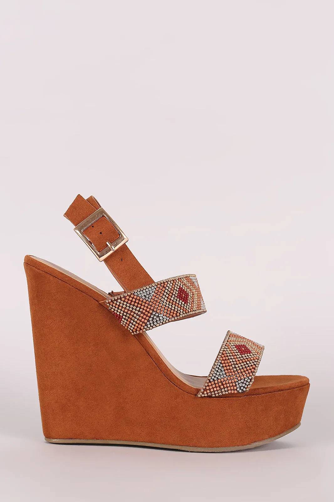 Bamboo Suede Tribal Beads Wedge