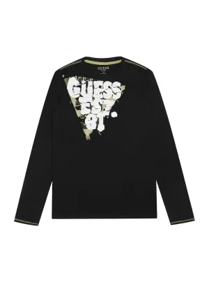 Black Graphic Logo Long Sleeve T-Shirt (7-16)