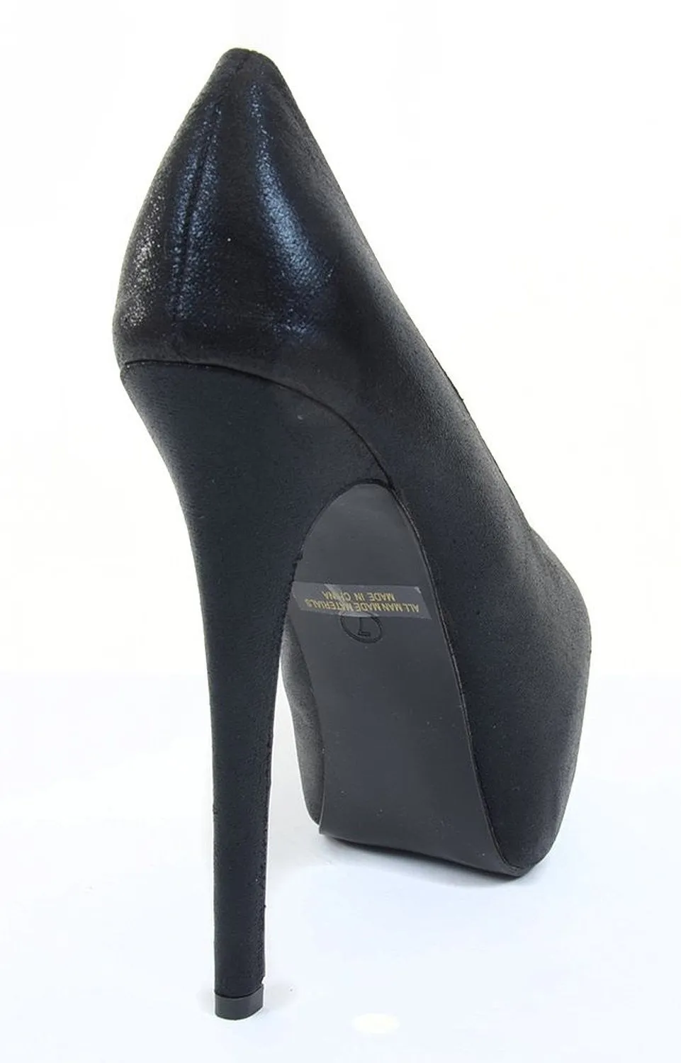 Black Shimmer Mesh Almond Toe Stiletto Platform Pump