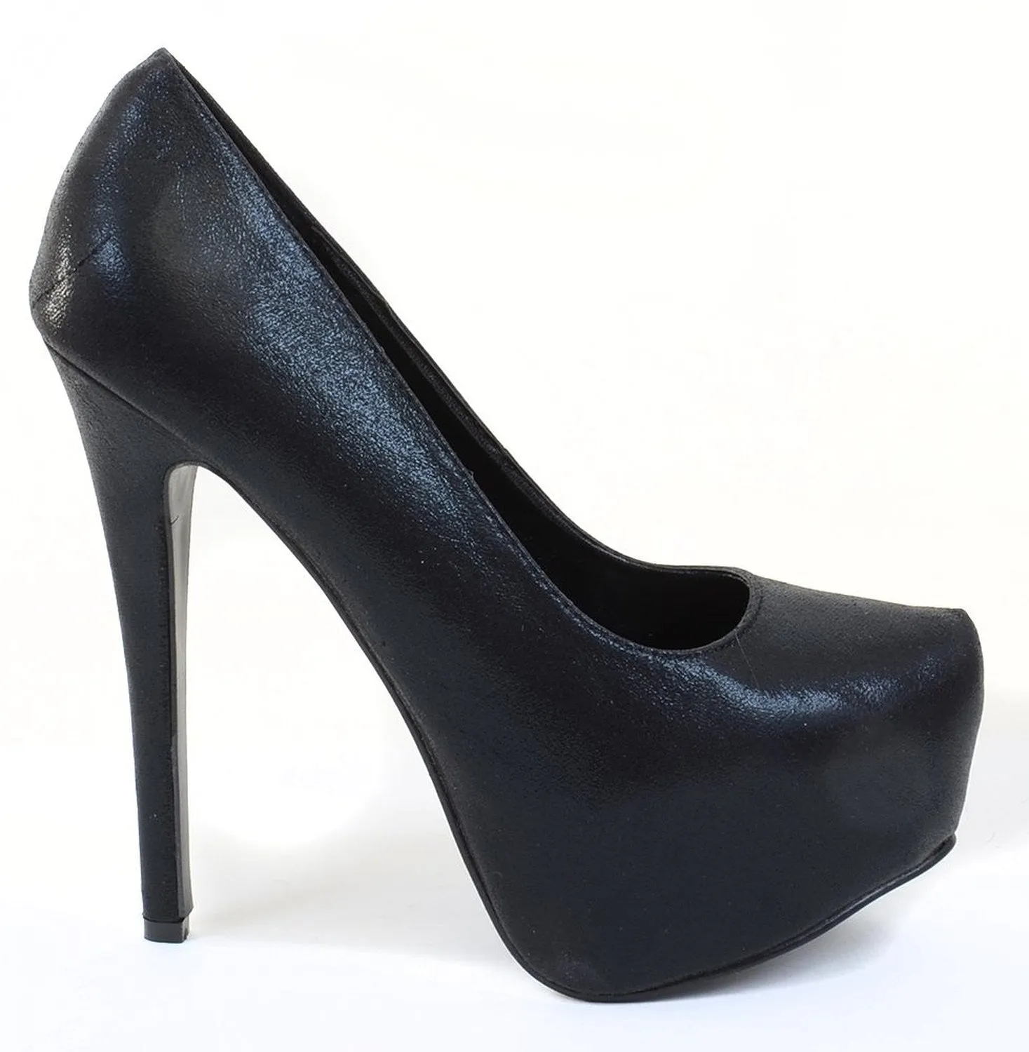 Black Shimmer Mesh Almond Toe Stiletto Platform Pump