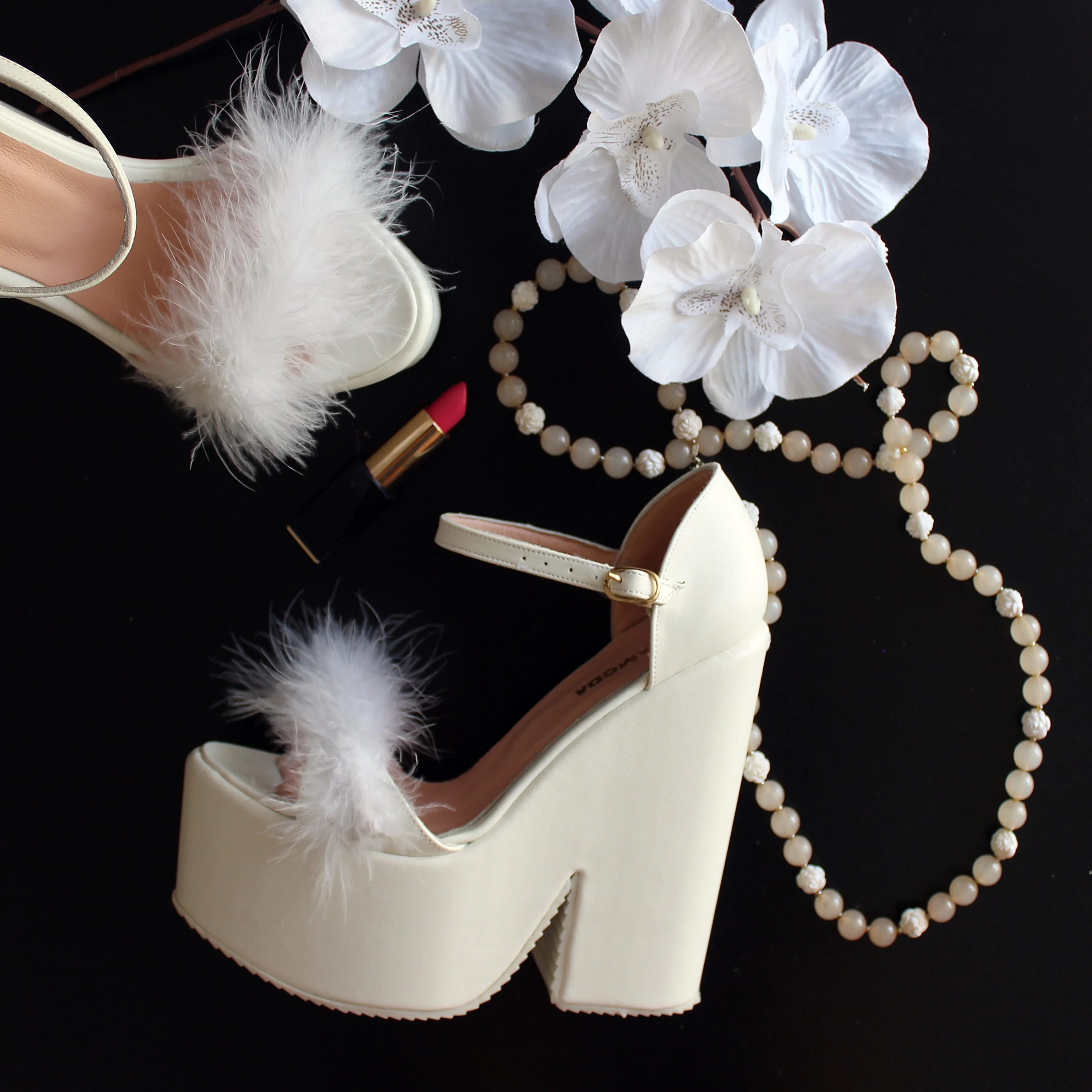 Bridal White Fury High Heel Wedding Wedges