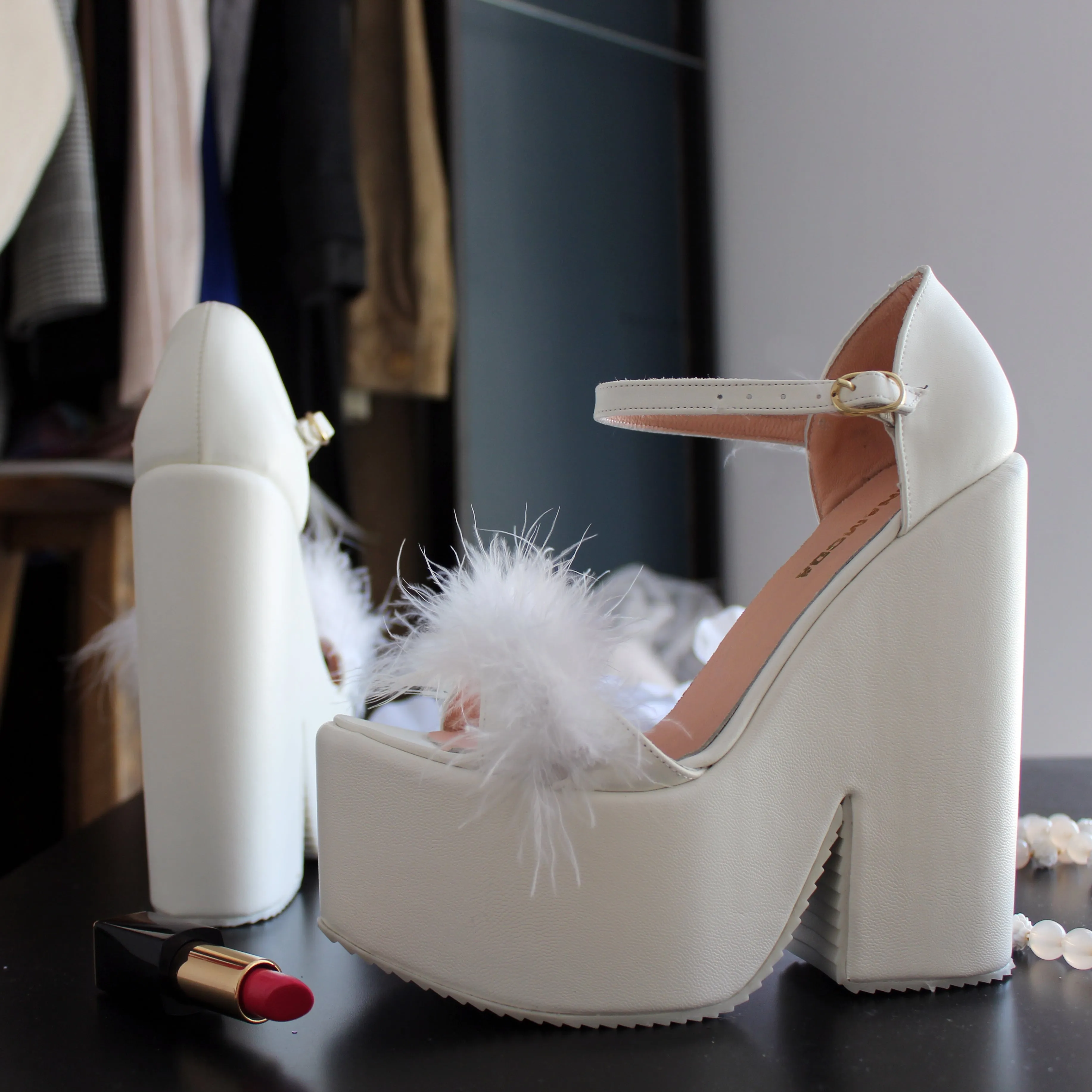 Bridal White Fury High Heel Wedding Wedges