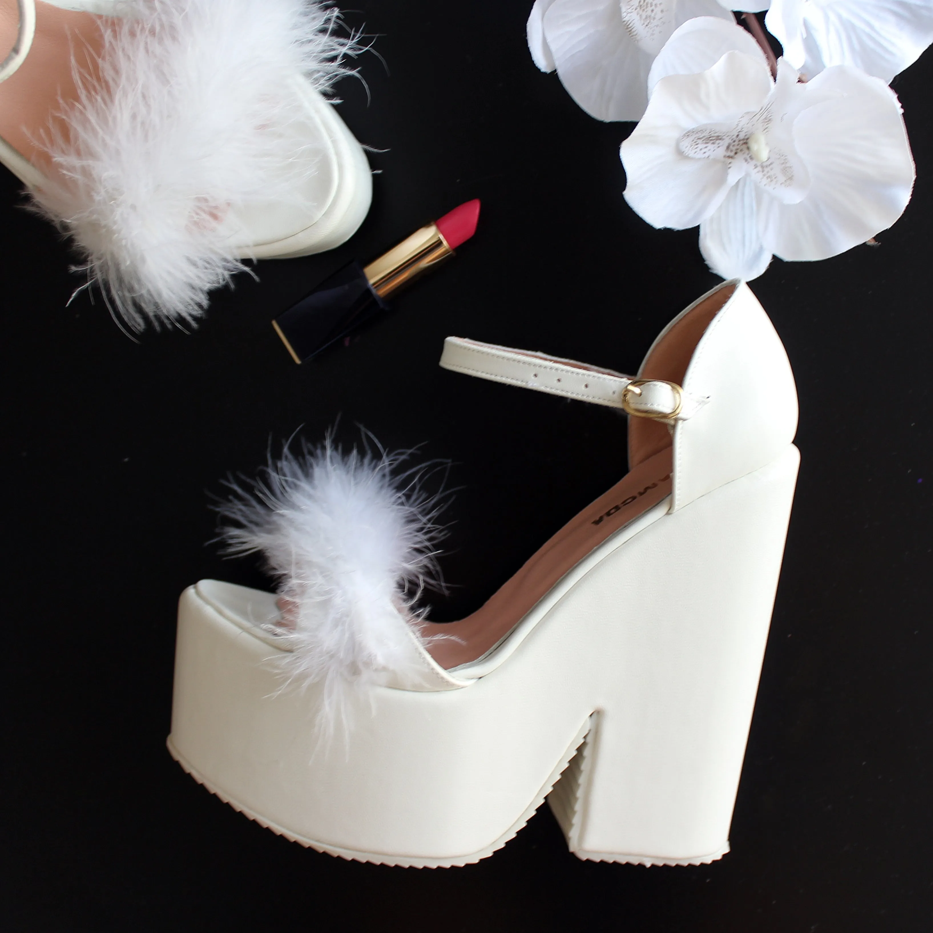 Bridal White Fury High Heel Wedding Wedges