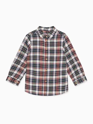 Burgundy Tartan Nico Long Sleeve Boy Shirt