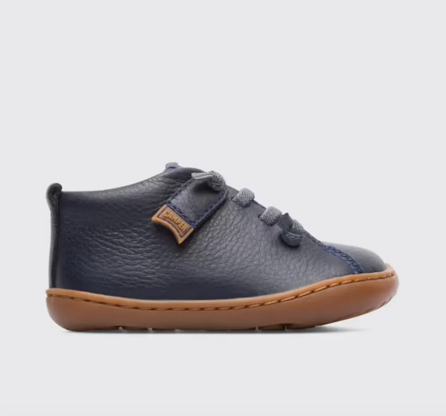 CAMPER Navy full grain leather ankle boot for boys