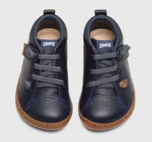 CAMPER Navy full grain leather ankle boot for boys