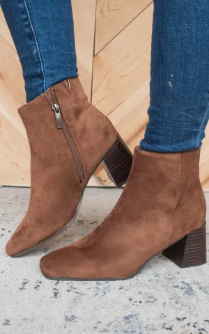 Corkys Felicia Chestnut Suede Booties