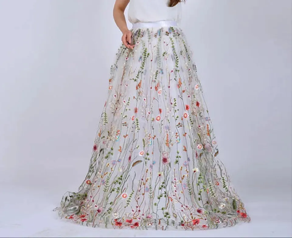 Custom Floral Printed Full A Line Wedding Skirt All Sizes/Colors