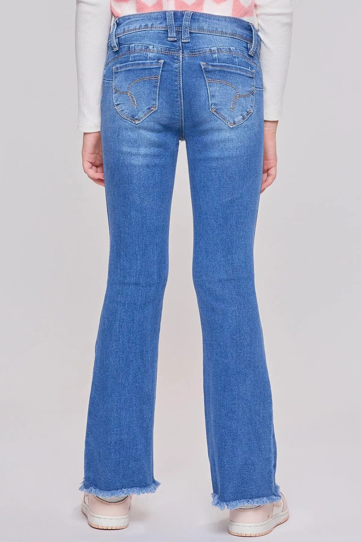 Girls Sustainable WannaBettaFit Frayed Flare Jeans