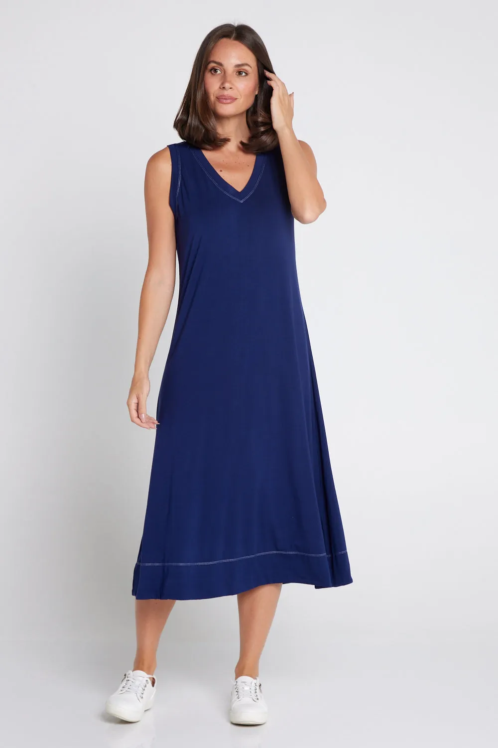 Hayley Soft Sleeveless Dress - Navy