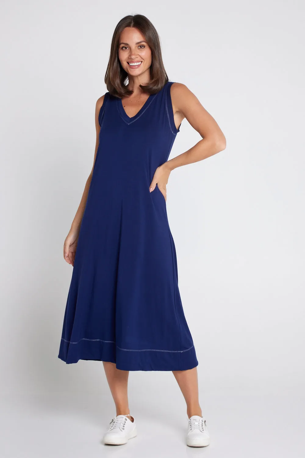 Hayley Soft Sleeveless Dress - Navy