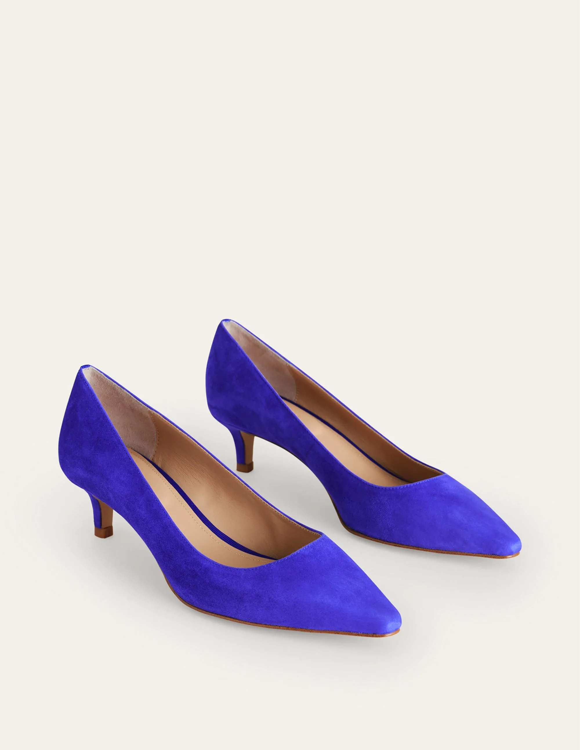 Lara Low-Heeled Court Shoes-Lapis Blue Suede