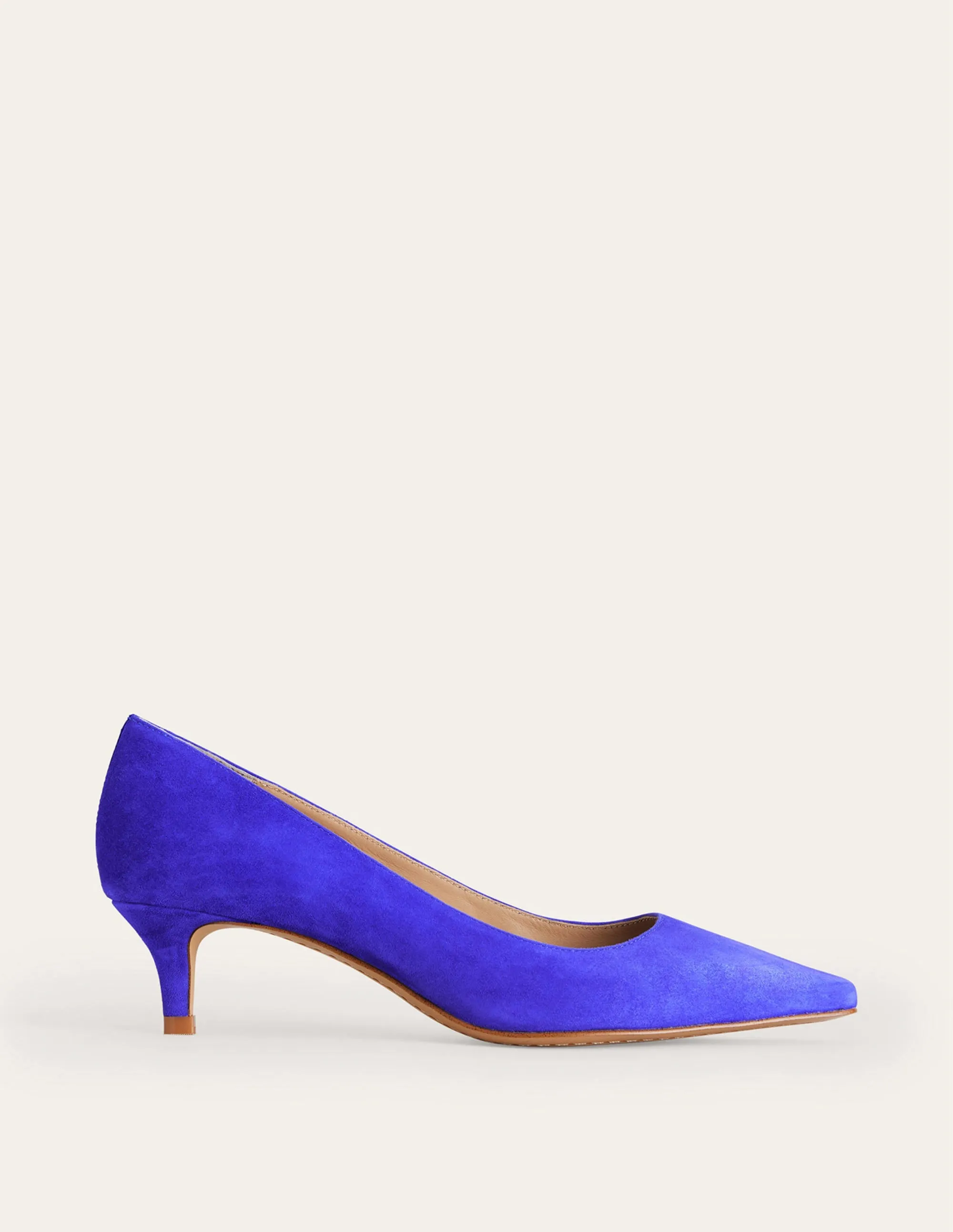 Lara Low-Heeled Court Shoes-Lapis Blue Suede