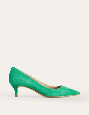 Lara Low-Heeled Court Shoes-Meadow Green Suede