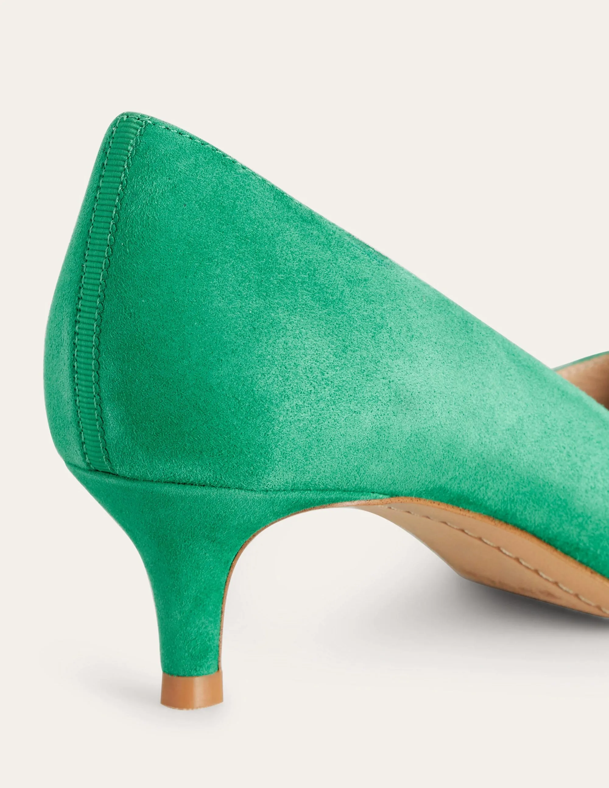 Lara Low-Heeled Court Shoes-Meadow Green Suede