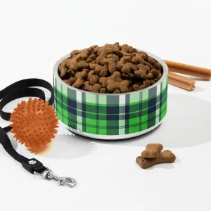 Lime Green and Navy Blue Preppy Plaid Pet Bowl