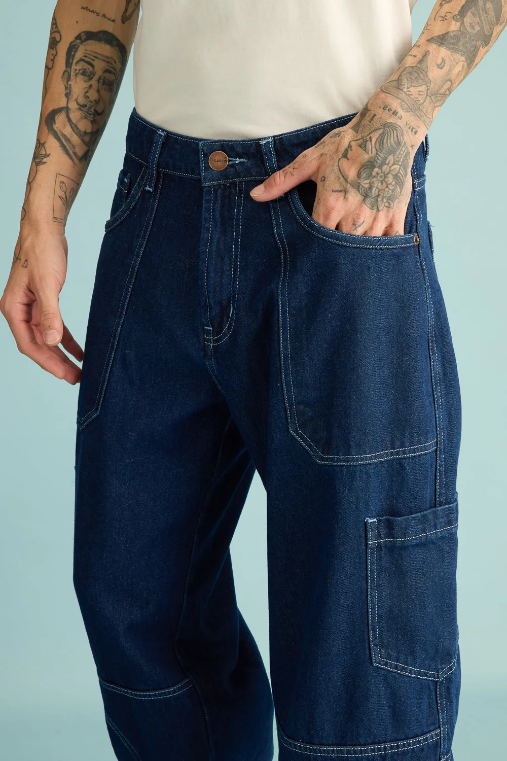 Men's Ocean Contrast Seam Cargo Jeans