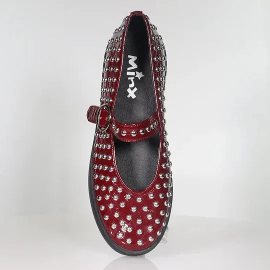 Minx Stanley Stud Dark Cherry Patent Leather Casual