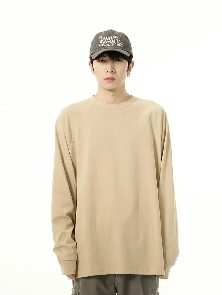 Oversized Long Cuff-Sleeve Crewneck Tee