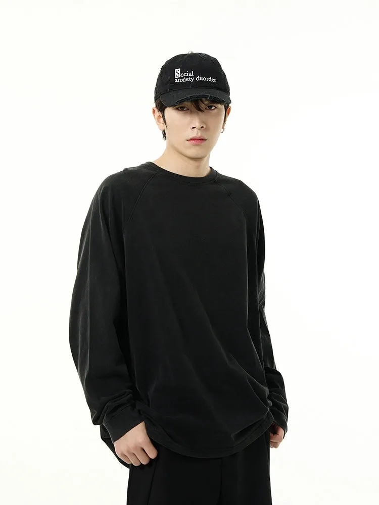 Oversized Long Cuff-Sleeve Crewneck Tee