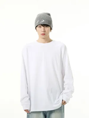 Oversized Long Cuff-Sleeve Crewneck Tee