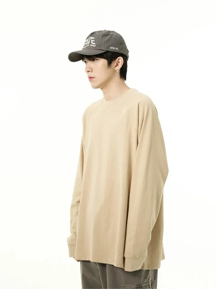 Oversized Long Cuff-Sleeve Crewneck Tee