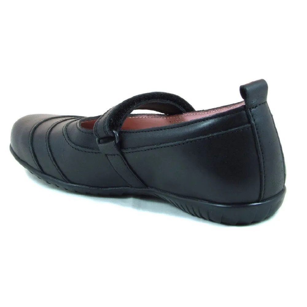 Petasil Evie Black Velcro School Shoes