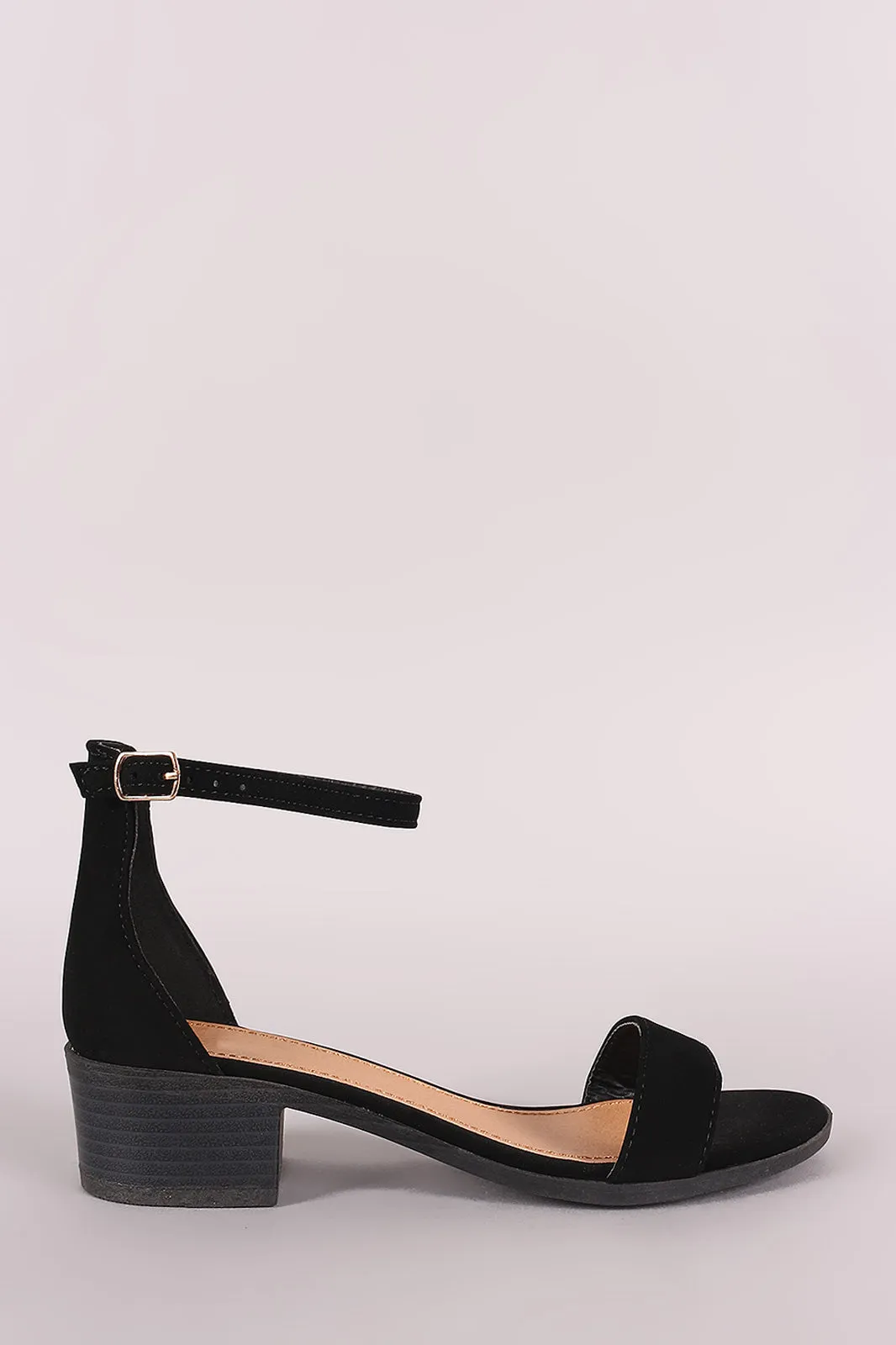 Qupid Ankle Strap Block Heel Sandal