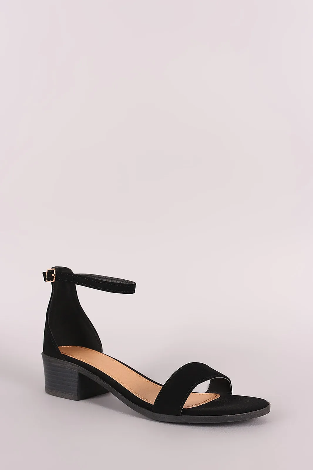 Qupid Ankle Strap Block Heel Sandal