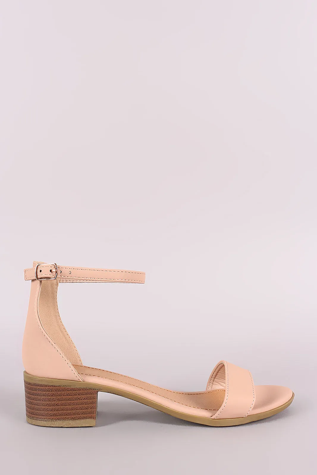 Qupid Ankle Strap Block Heel Sandal