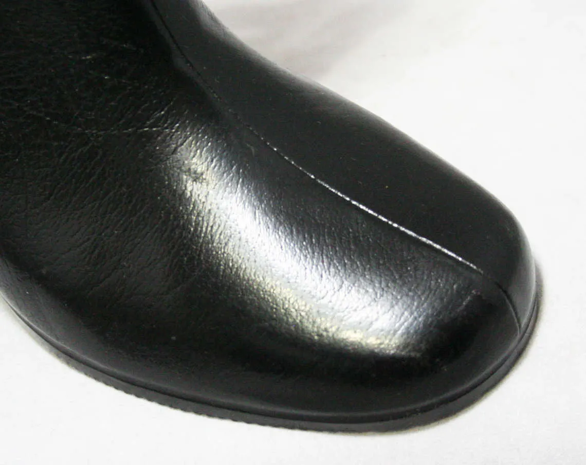 Size 5 WW Black Boots - Victorian Inspired - Authentic 1950s Deadstock - Waterproof Vinyl - Fleece Lined - Winter Shoes - 50s Wide Width