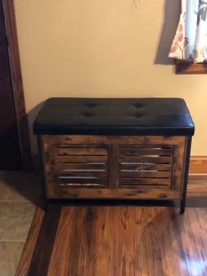 Storage Chest, Storage Bench with Padded Seat, Wooden Toy Chest, Shoe Bench