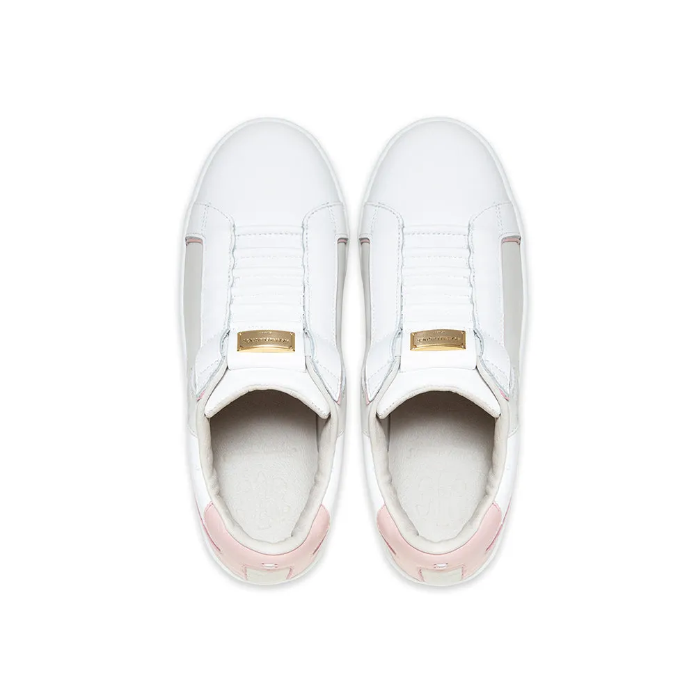 Women's Adelaide Lux White Pink Beige Leather Sneakers 92742-081