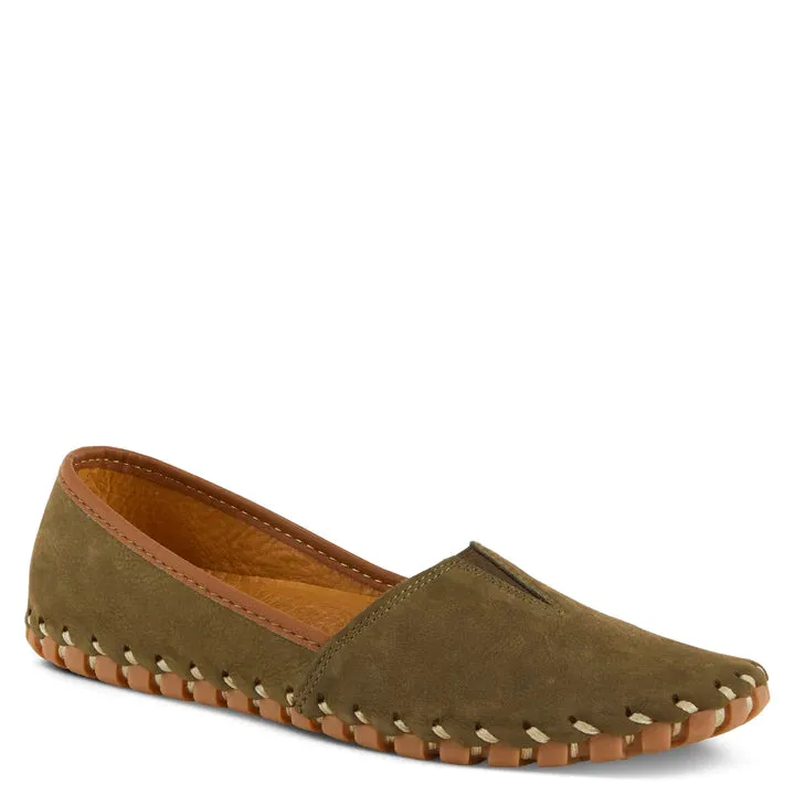 Women's Spring Step | Kathaleta Suede Slip On Shoe | Dark Olive